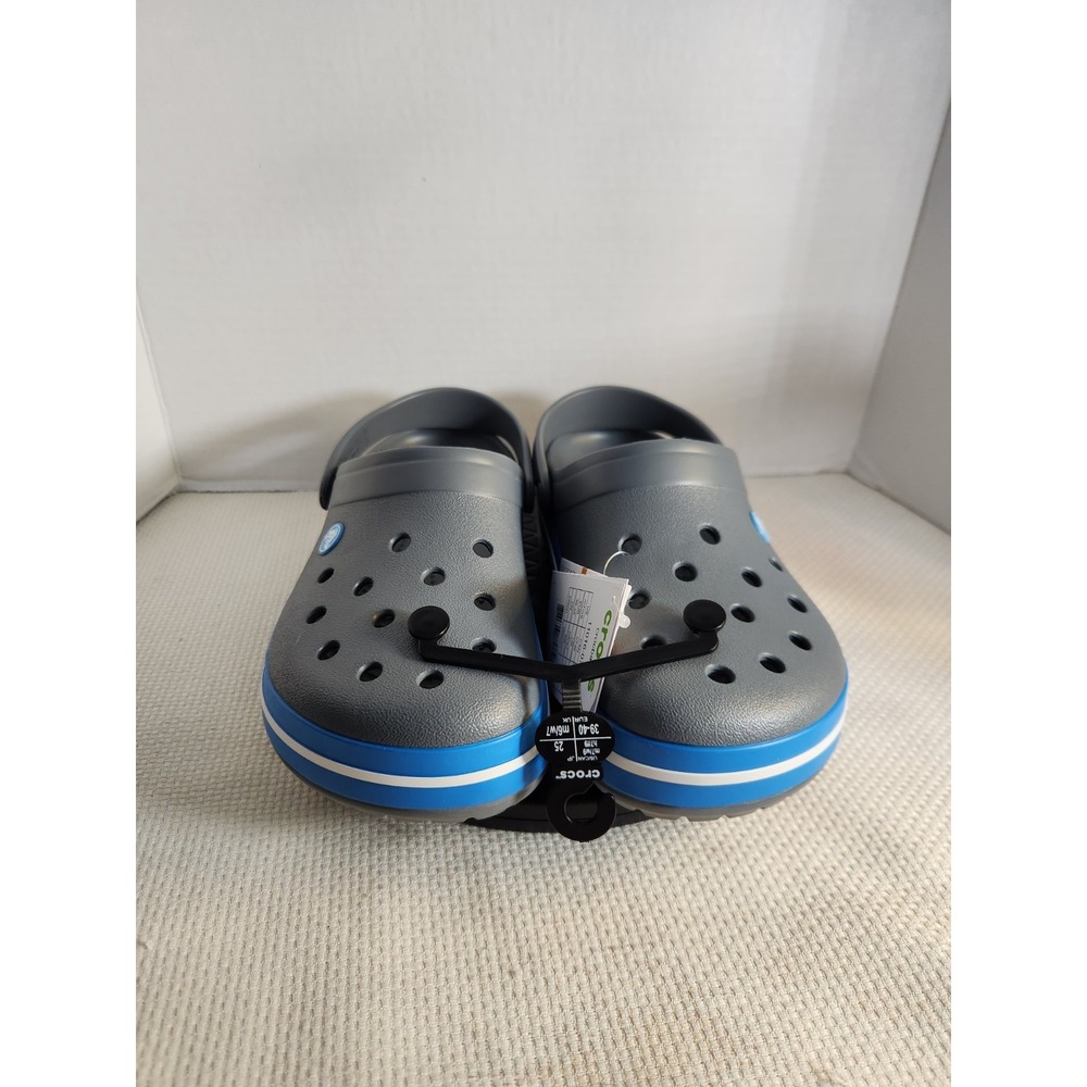 Crocs UnisexCrocband Clogs Charcoal Gray Blue Shoes M Sz‎ 7 W 9 NWT  Authentic
